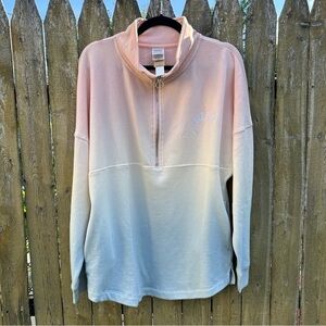 NWT PINK Ombré Half Zip Oversized Fleece Sweatshirt Sz S